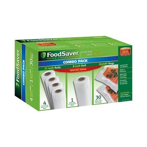  FoodSaver B005SIQKR6 Special Value Vacuum Seal Combo Pack 1-8  4-11 Rolls, 1Pack (36 Pre-Cut Bags), Clear : Home & Kitchen